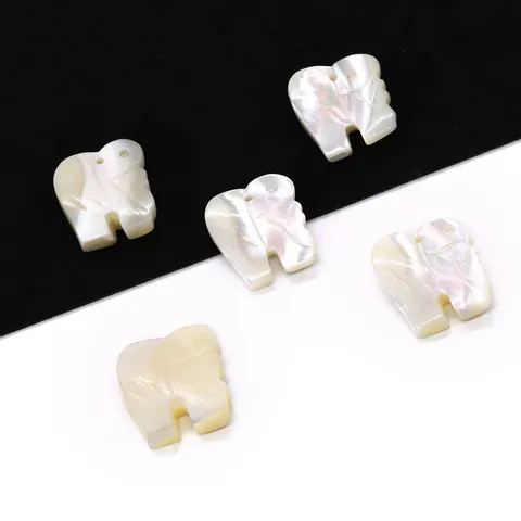 Perline Sciolte Intagliate in Madreperla Naturale a Forma di Elefante per Creazione Gioielli Fai da Te Conchiglia Bianca Accessori Ciondolo Animale