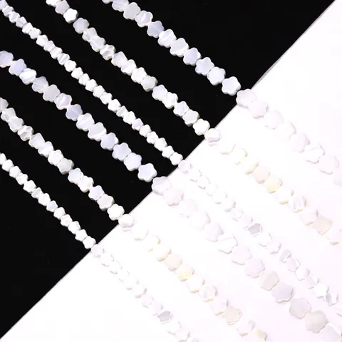 Natürliche Weiße Seemuschel Fünfblättrige Blume Lose Perlen Für DIY Schmuckherstellung Armband Halskette Perlmutt Muschel Blumenperlen Elegantes Bastelzubehör