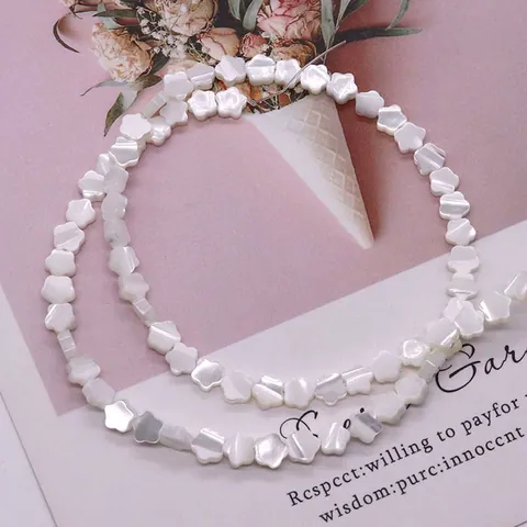 Natürliche Weiße Seemuschel Fünfblättrige Blume Lose Perlen Für DIY Schmuckherstellung Armband Halskette Perlmutt Muschel Blumenperlen Elegantes Bastelzubehör