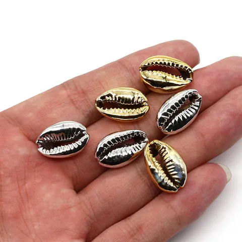 Electroplated Natural Shell Loose Beads Polished Conch Cowrie Shells For DIY Necklace Bracelet Jewelry Making Marine Style Accessories