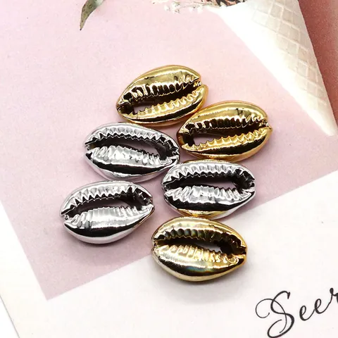 Cuentas de Concha Natural Galvanizado Oro Plata Cauri Caracol de Mar para DIY Fabricación de Joyas Collar Pulsera Accesorio