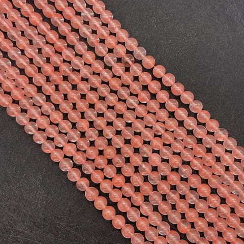 Natural Strawberry Quartz Pink Round Loose Beads Polished Natural Stone For DIY Jewelry Making Necklace Bracelet Accessory