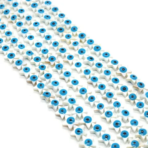 Natural Mother Of Pearl Shell Loose Beads Pentagram Star Evil Eye Nazar Beads DIY Jewelry Making For Necklace Bracelet Accessory