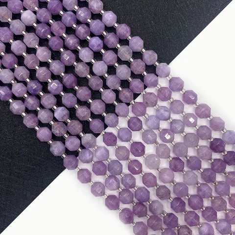 Natural Stone Faceted Lavender Amethyst Round Loose Beads Purple Crystal Spacer Beads For DIY Jewelry Necklace Bracelet Making Crafts