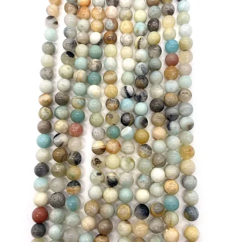Perles en Pierre Naturelle d'Amazonite Rondes en Vrac Multicolores pour DIY Fabrication de Bijoux Collier Bracelet Accessoires