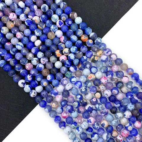 Natural Stone Round Agate Beads Two Color Dragon Vein Loose Beads For Jewelry Making DIY Necklace Bracelet Crafting Accessory