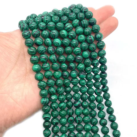Perline Sciolte Tonde in Pietra Malachite Naturale Per Creazione Gioielli Fai Da Te Collane Bracciali Perline di Pietre Preziose Verdi