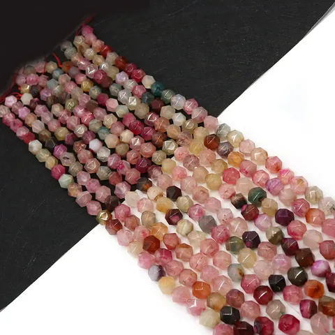Faceted Dragon Vein Agate Beads Natural Stone Round Loose Multi Color For DIY Jewelry Making Necklace Bracelet Accessory