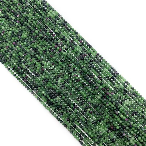 Natuurlijke Robijn In Zoisiet Gefacetteerde Ronde Losse Kralen Voor Sieraden Maken DIY Groen Rode Edelsteen Kralen