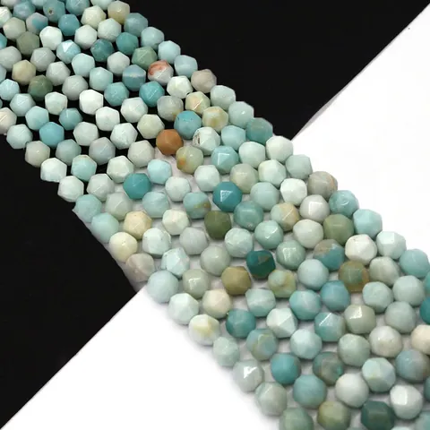 Cuentas de Piedra de Amazonita Natural Facetada Redondas Geométricas Pulidas Para Hacer Joyas de Bricolaje Collar Pendiente