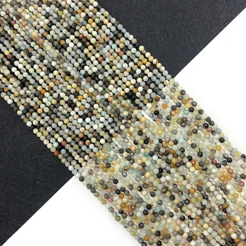 Cuentas Redondas de Piedra Amazonita Natural Facetadas Cuentas Espaciadoras de Bola Multicolor Para la Creación de Joyas DIY Pulsera Collar Accesorios de Artesanía