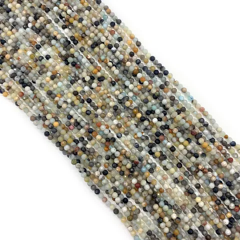 Cuentas Redondas de Piedra Amazonita Natural Facetadas Cuentas Espaciadoras de Bola Multicolor Para la Creación de Joyas DIY Pulsera Collar Accesorios de Artesanía