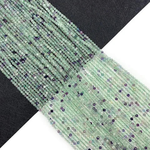 Faceted Natural Green Fluorite Round Loose Stone Beads For DIY Jewelry Making Bracelet Necklace Making Accessories