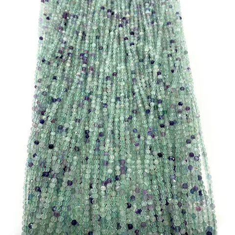 Faceted Natural Green Fluorite Round Loose Stone Beads For DIY Jewelry Making Bracelet Necklace Making Accessories