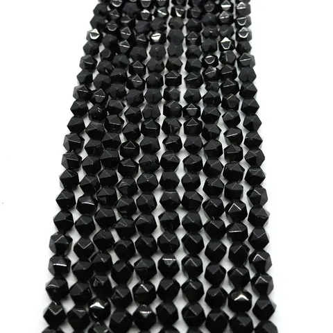 Pietra Naturale Onice Nero Sfaccettato Perline Tonde Per Creazione Gioielli Fai Da Te Collane Bracciali Accessori Perline Sfuse