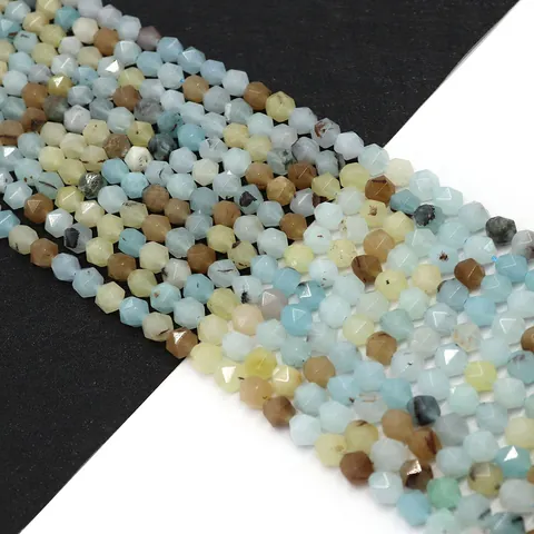 Cuentas Redondas de Piedra Natural de Amazonita Facetada Para la Creación de Joyería DIY Collar Pulsera Accesorio Cuentas Sueltas Elegantes Para Manualidades