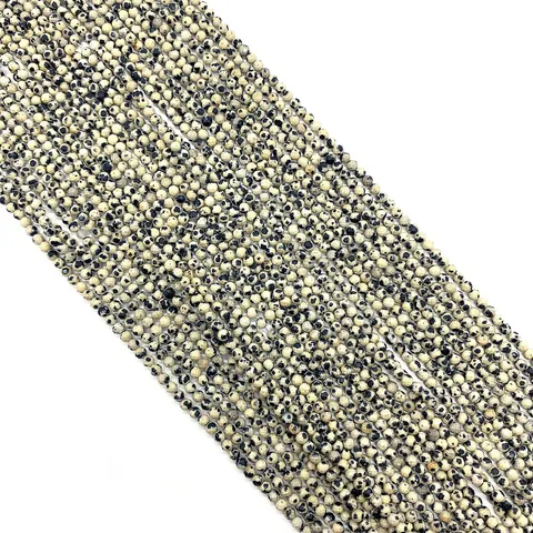 Natural Dalmatian Jasper Faceted Round Beads Loose Stone Beads For DIY Jewelry Making Necklace Bracelet Accessory