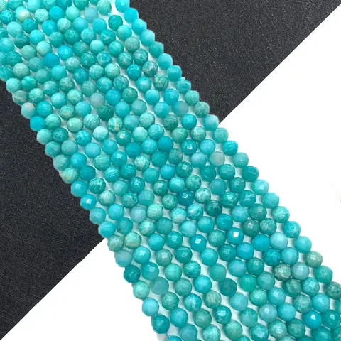 Piedra Natural Amazonita Cuentas Redondas Facetadas Para Creación De Joyas DIY Pulsera Collar Accesorios Cuentas Sueltas