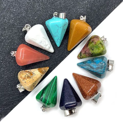 Natuursteen Gefacetteerde Konische Kristallen Kogel Healing Point Hanger Alleen Zonder Ketting Voor DIY Sieraden Maken Accessoires