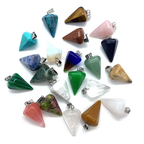 Natuursteen Gefacetteerde Konische Kristallen Kogel Healing Point Hanger Alleen Zonder Ketting Voor DIY Sieraden Maken Accessoires