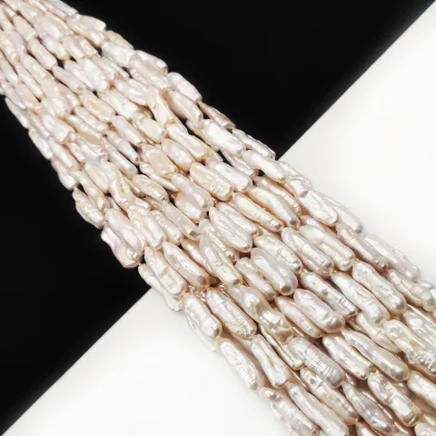 Perline di Perle Pipa Naturali d'Acqua Dolce a Striscia Lunga Barocca Filettate Sfuse per Creazione di Gioielli Fai da Te Collana Artigianato