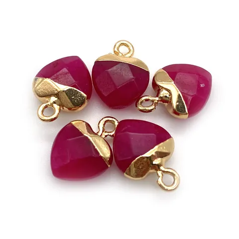 Heart Shaped Faceted Natural Stone Pendants With Gold Plated Alloy Edging DIY Jewelry Accessories For Necklace Making