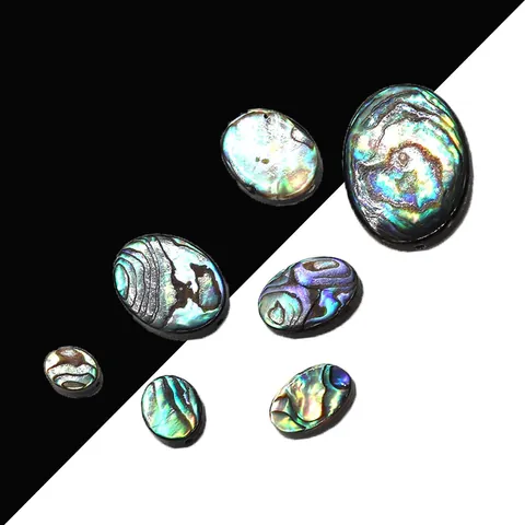 Natural Abalone Shell Beads Oval Cabochons Polished Iridescent Rainbow Shell For DIY Jewelry Making Necklace Crafting Accessories