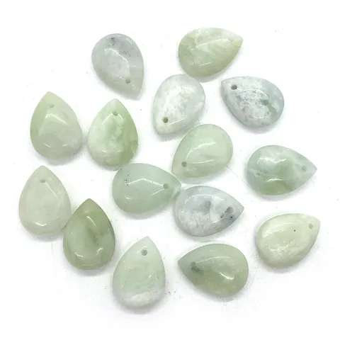 Pendente a Goccia in Pietra Naturale Giada del Myanmar 13x18mm Ciondolo Forato per Creazione di Gioielli Fai da Te Accessori