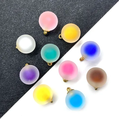 Acrylic Matte Ball Pendant Round Beads Gold Hook Loop DIY Necklace Jewelry Making Findings Accessories