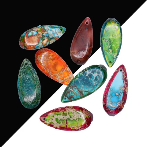 Natural Stone Waterdrop Pendant For DIY Jewelry Making Imperial Jasper Teardrop Stone Pendant Only For Necklace Earring Accessory