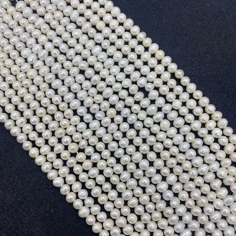 Cuentas De Perlas Naturales De Agua Dulce Cuentas Sueltas Irregulares Barrocas Casi Redondas Hilo Para Hacer Joyas De Bricolaje Collar Pulsera