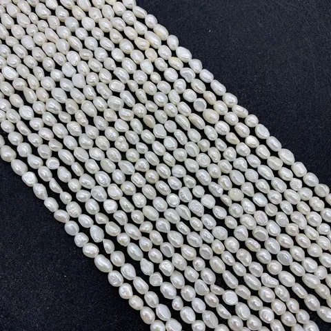 Cuentas Sueltas de Perlas de Agua Dulce Naturales Pulidas Lisas Blancas Barrocas Para Fabricación de Joyas DIY Collares Pulseras Accesorios