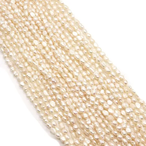 Natural Freshwater Pearl Beads Irregular Two-Sided Smooth White Loose Pearl Strand For DIY Jewelry Making Accessories