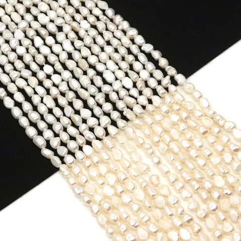 Natural Freshwater Pearl Beads Irregular Two-Sided Smooth White Loose Pearl Strand For DIY Jewelry Making Accessories