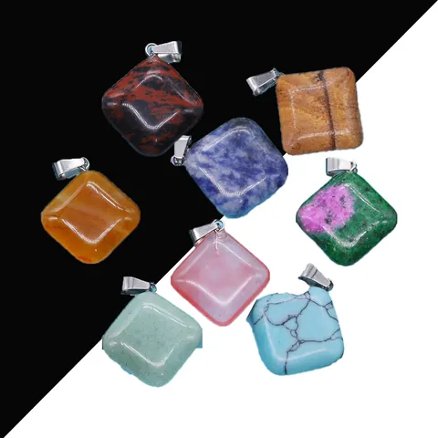 Natural Stone Rhombus Pendants For DIY Jewelry Making Necklace Accessories Healing Crystals Pendant Only Without Chain