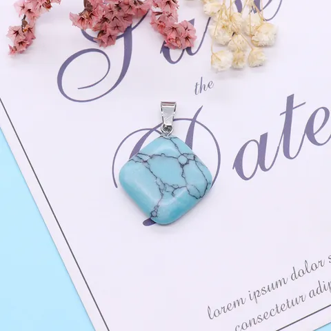 Natural Stone Rhombus Pendants For DIY Jewelry Making Necklace Accessories Healing Crystals Pendant Only Without Chain