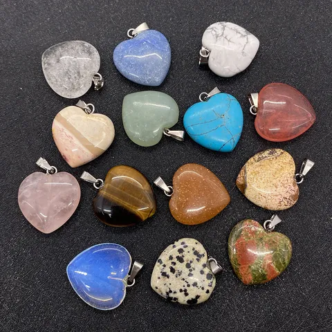 Ciondoli In Pietra Naturale A Forma Di Cuore Con Gancio In Lega Per Creazione Di Gioielli Fai Da Te