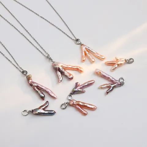 Freshwater Pearl Pendant Only Without Chain S925 Sterling Silver Branch Shape For DIY Jewelry Making Women Necklace Gift