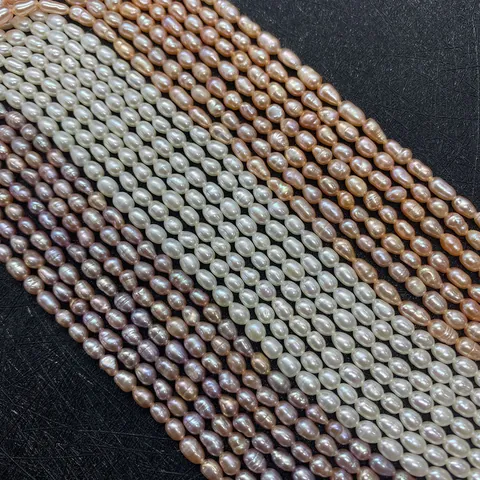 Natural Freshwater Pearl Beads Rice Shape White Purple Orange Loose Beads For DIY Jewelry Making Necklace Bracelet Accessory
