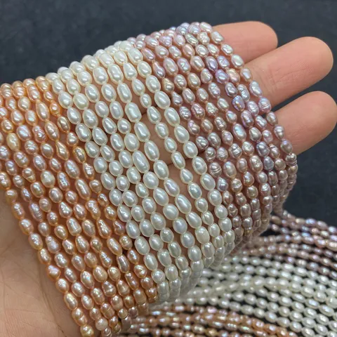Natural Freshwater Pearl Beads Rice Shape White Purple Orange Loose Beads For DIY Jewelry Making Necklace Bracelet Accessory