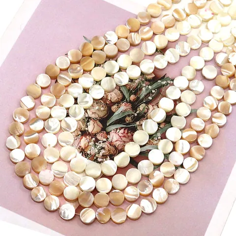 Natural Sea Shell Flat Round Disc Loose Beads Iridescent White Mother Of Artificial Pearl Trochus Shell For DIY Jewelry Making Necklaces