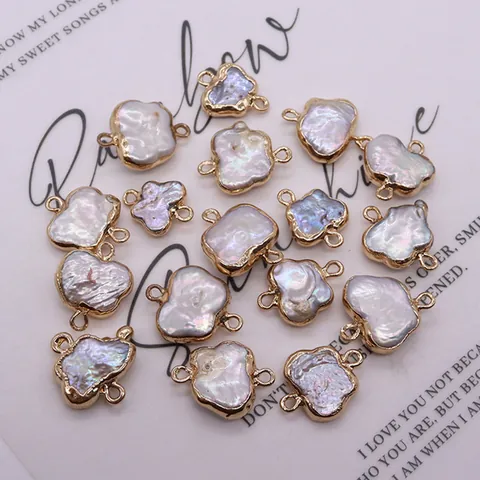 Pendentif Connecteur Papillon en Süßwasserperle Baroque d'Eau Douce Naturelle Alliage Plaque Or Accessoire de Bijouterie DIY Femme