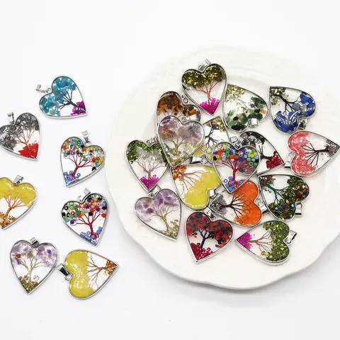Colgante Árbol De La Vida en Forma de Corazón Piedra Natural Alambre Envuelto Amatista Lapislázuli Accesorios Joyería DIY