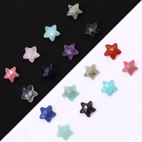 Faceted Natural Stone Star Pendant Only Without Chain Pentagram Gemstone Charm For DIY Jewelry Making Necklace Accessories
