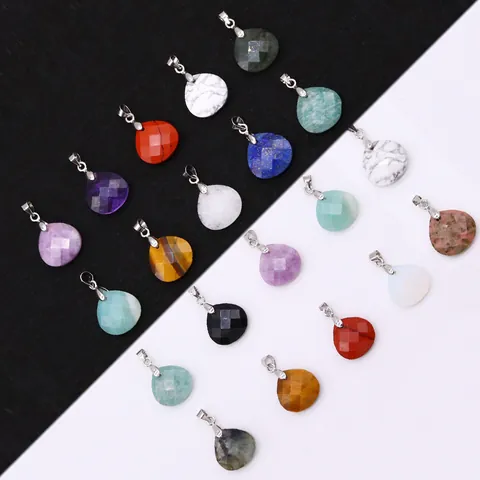 Faceted Natural Stone Teardrop Pendant DIY Jewelry Accessories For Necklace Making Tiger Eye Amethyst Lapis Lazuli Healing Crystal Pendant For Women