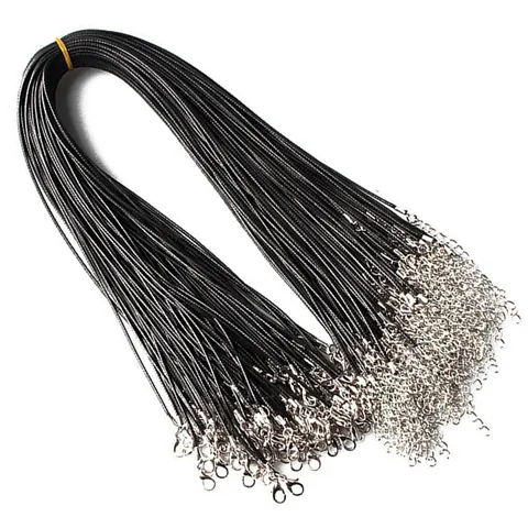 Collar de Cordón Encerado Negro Con Cierre de Langosta de Aleación Cadena de Extensión Ajustable Minimalista DIY Joyería Cordón