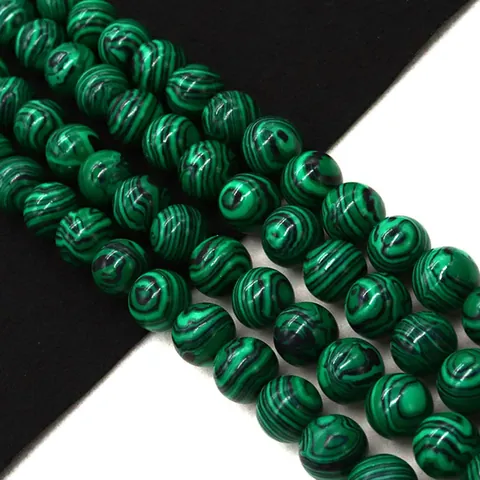 Naturstein Malachit Runde Lose Perlen Grün Gestreifte Polierte Edelsteinperlen Für DIY Halskette Armband Schmuckherstellung Zubehör