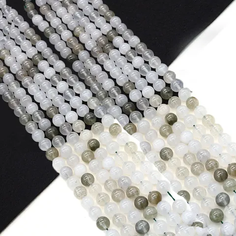 Cuentas Redondas de Piedra Natural Cuarzo Hierba Verde Pulido Cuentas Sueltas Semipreciosas para Creación de Joyas DIY