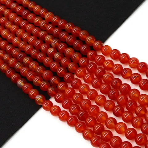 Natural Red Stone Round Beads Carnelian Agate Loose Beads For DIY Necklace Bracelet Jewelry Making Accessories 6mm 8mm 10mm