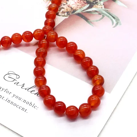 Natural Red Stone Round Beads Carnelian Agate Loose Beads For DIY Necklace Bracelet Jewelry Making Accessories 6mm 8mm 10mm
